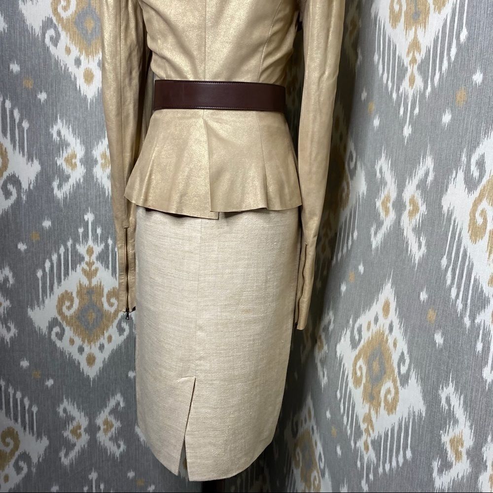 Ralph Lauren Flax Silk & Linen Pencil Skirt - Picture 9 of 14